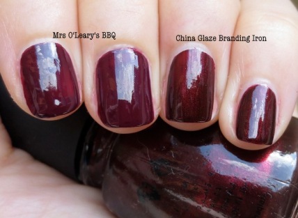 OPI Mrs O'Leary's BBQ comparison